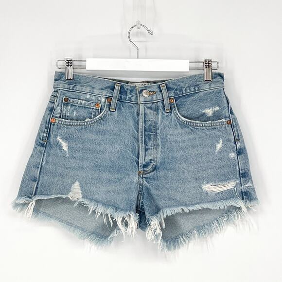 AGOLDE Parker Vintage Cutoff Denim Shorts Swapmeet Light Wash Size 26 - Picture 2 of 5